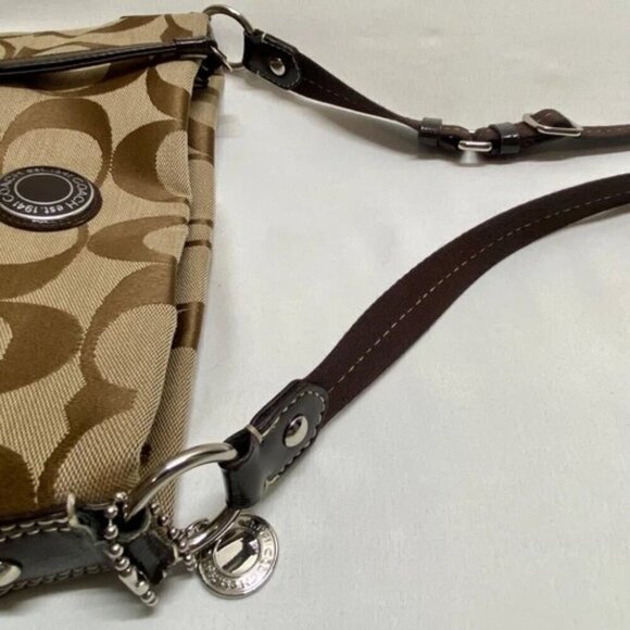 Coach Signature Stripe Crossbody Shoulder Bag F19220 Brown/Tan Classic Jaquard - Picture 10 of 15